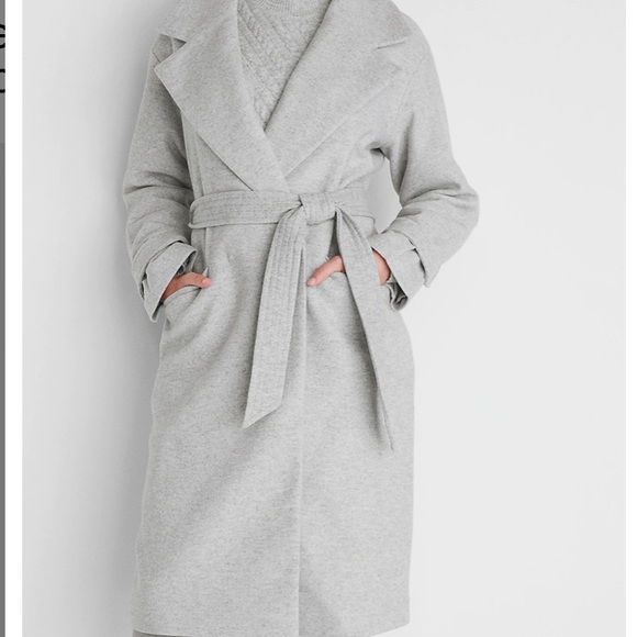 Belted Wrap Front Faux Wool Coat XL women's express jacket size XSmall $… - Picture 3 of 8